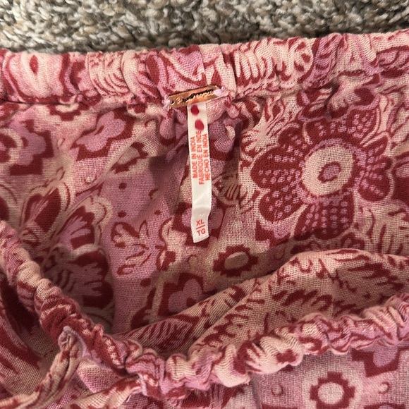 Free People Calista Printed Maxi Skirt Ruffle Red Pink Floral XL - Picture 6 of 7